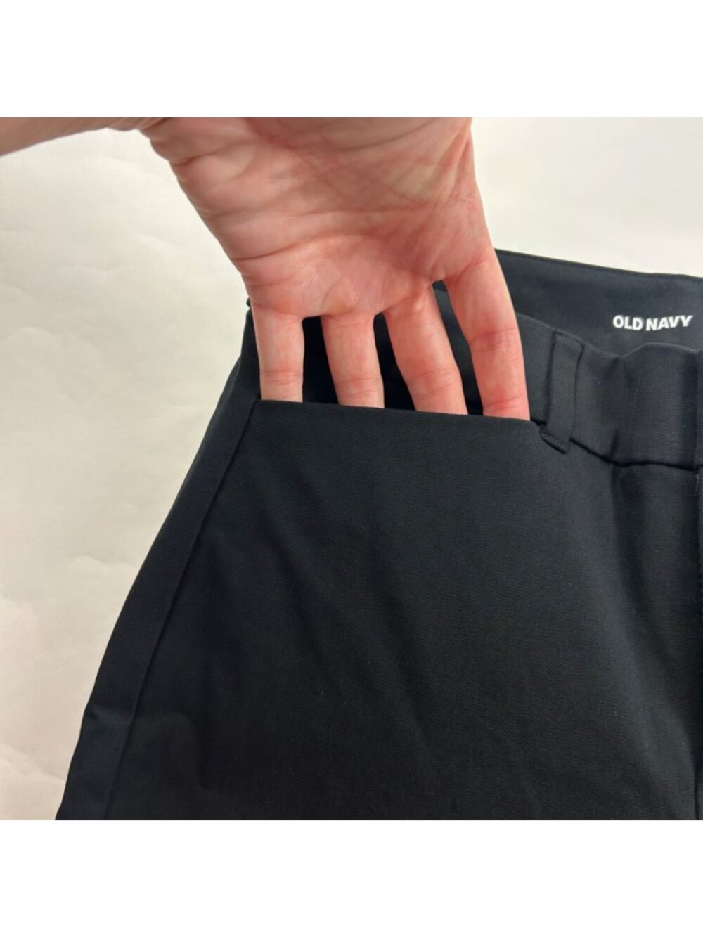 Old Navy Black Stretch Canvas High Rise Pixie Flare Pant 6 New - Picture 3 of 7